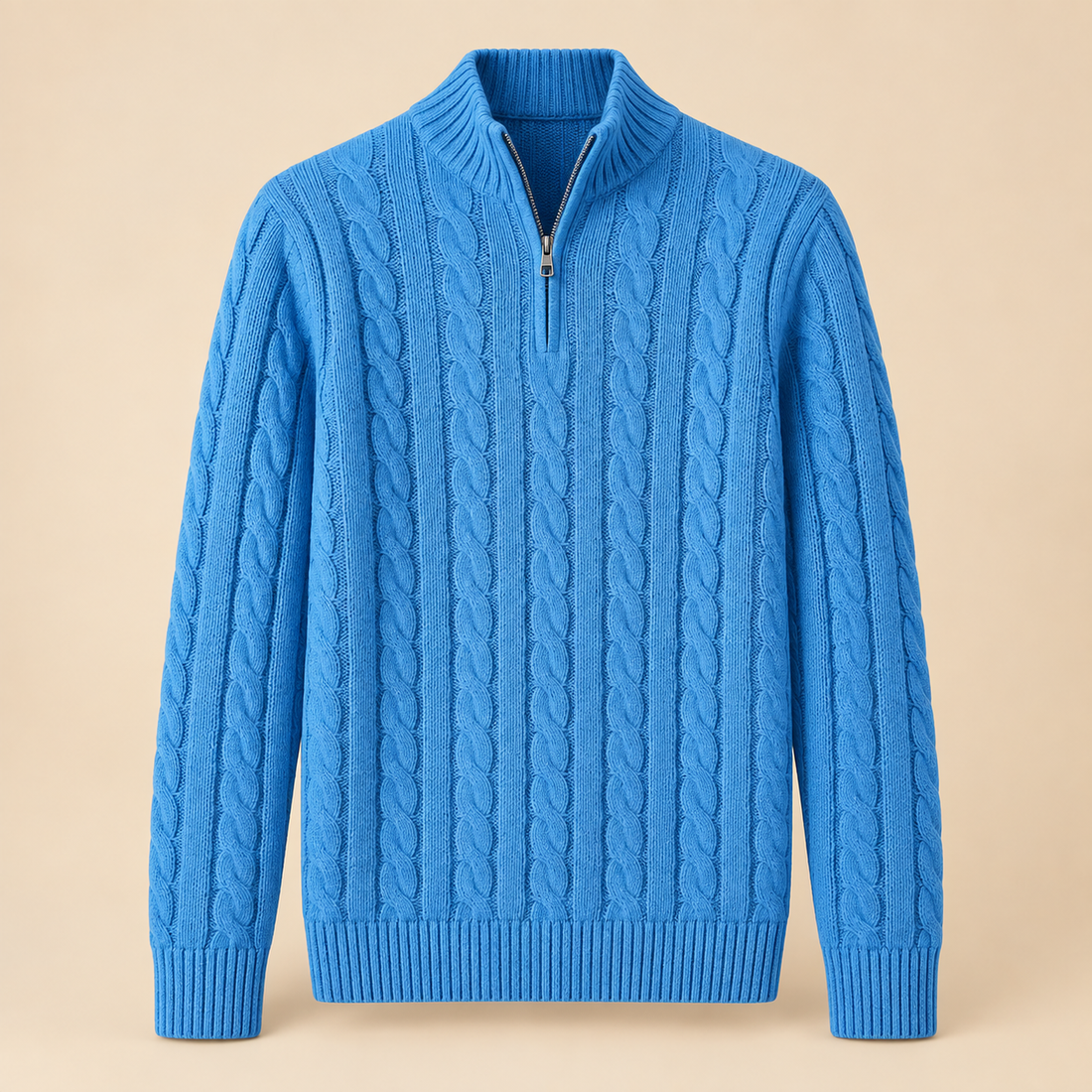 Sweter męski w warkocze na zamek z mieszanki bawełny