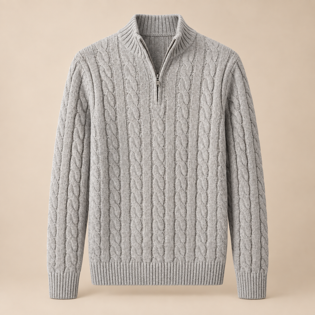 Sweter męski w warkocze na zamek z mieszanki bawełny