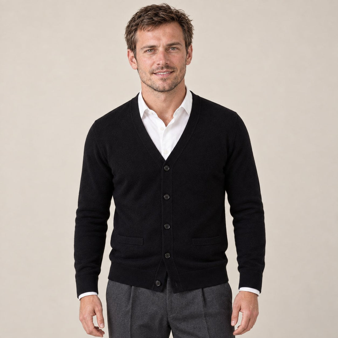 Kardigan męski casual w serek