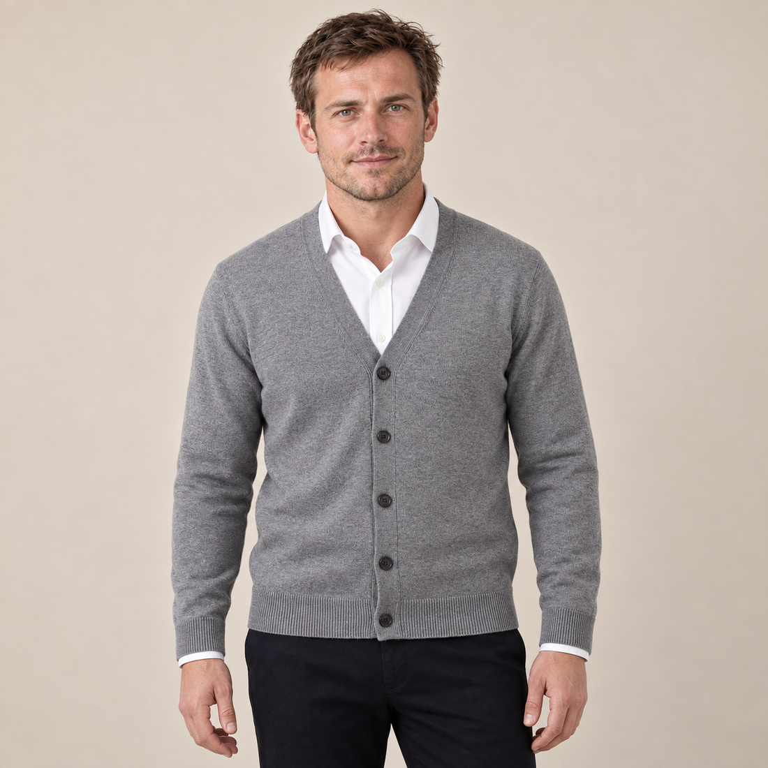 Kardigan męski casual w serek