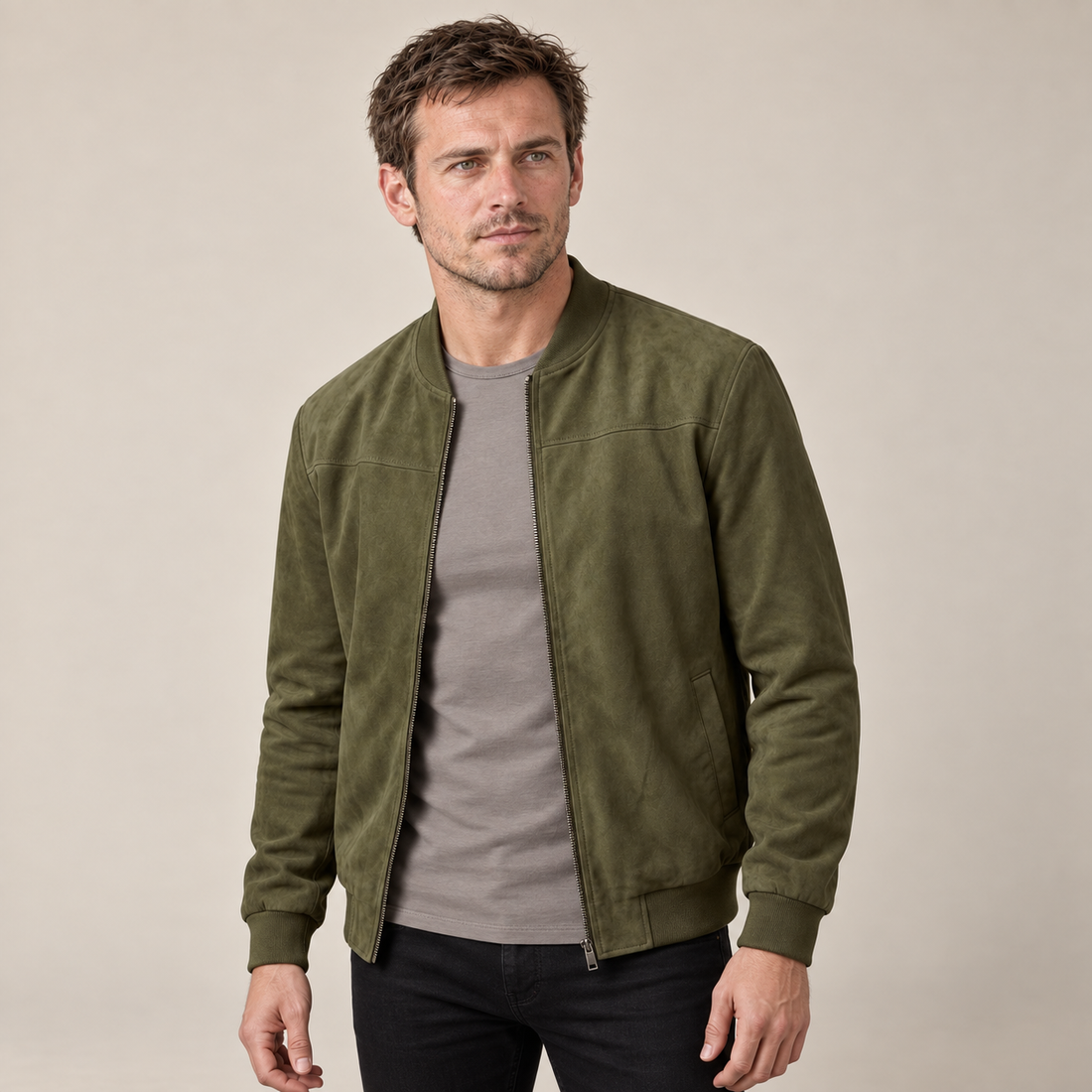 Aksamitna kurtka bomber męska casual