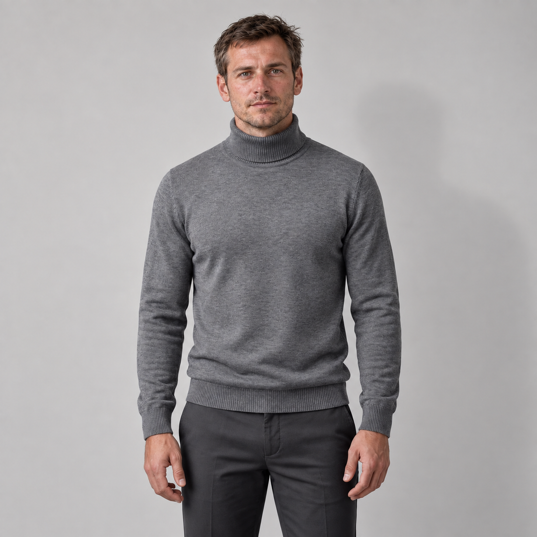 Golf męski slim fit z dzianiny wiskozowej