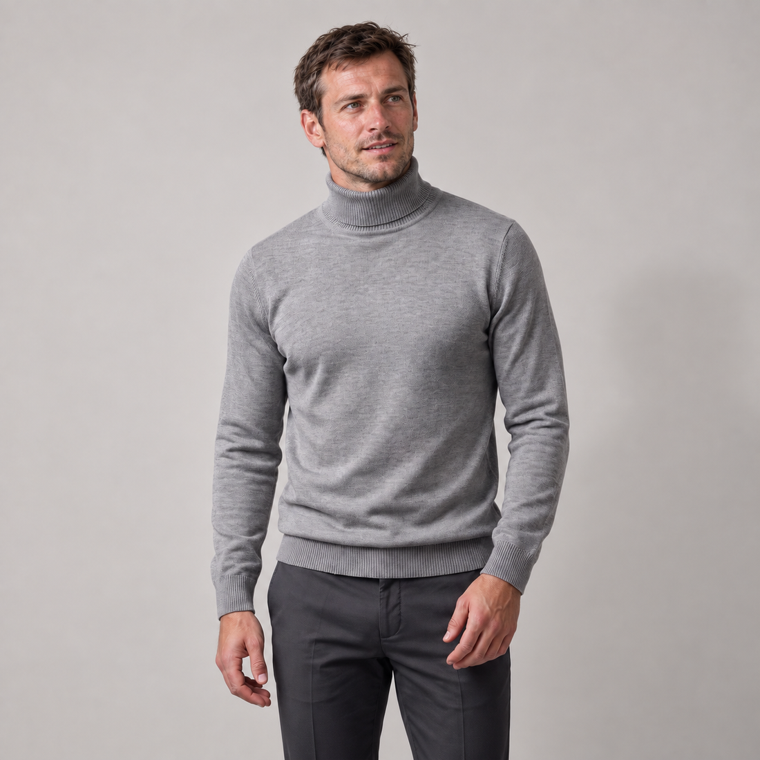 Golf męski slim fit z dzianiny wiskozowej
