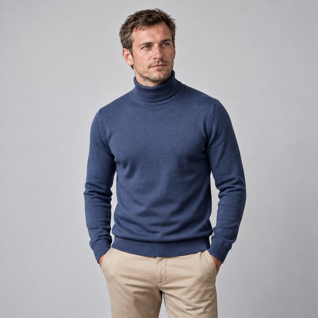 Golf męski slim fit z dzianiny wiskozowej