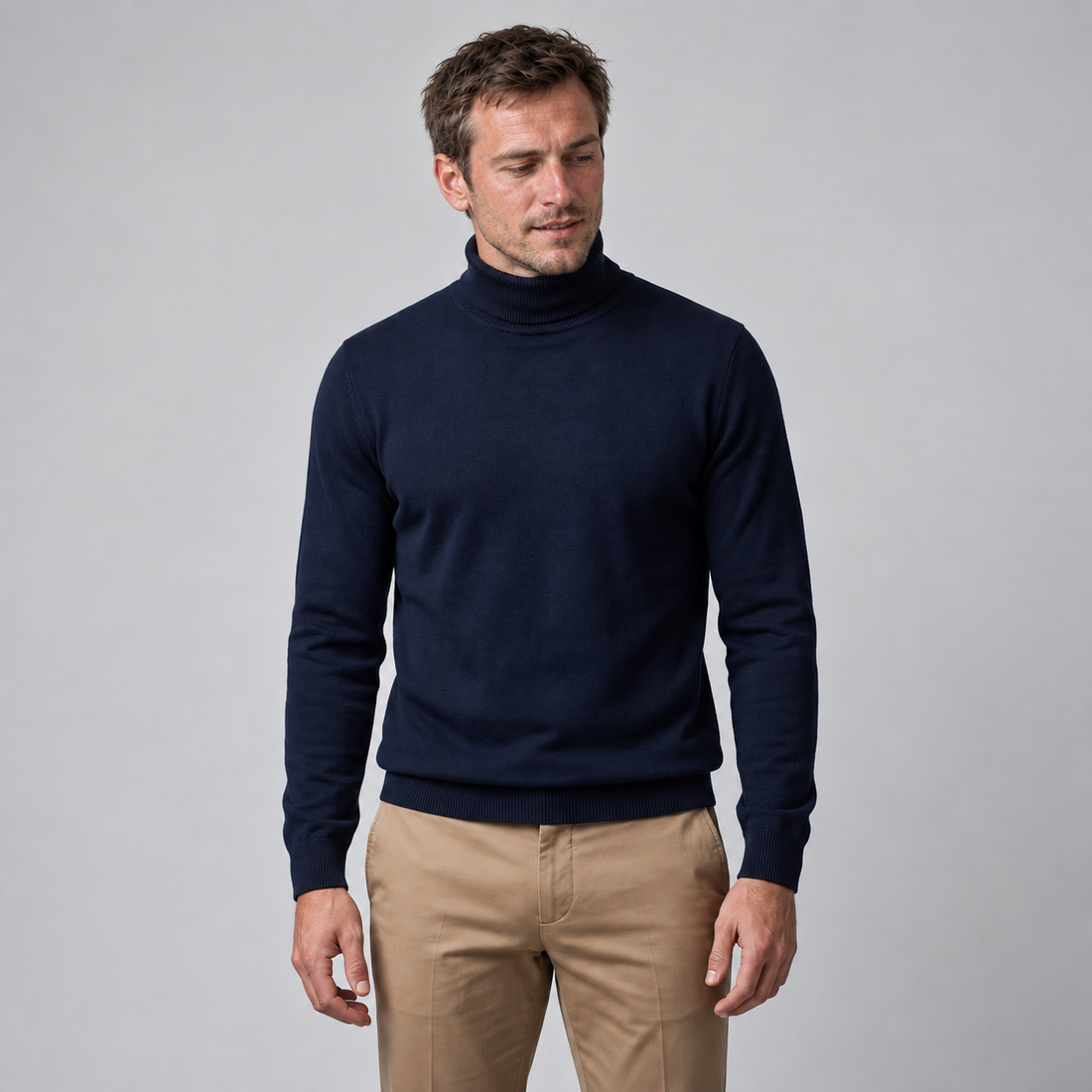 Golf męski slim fit z dzianiny wiskozowej