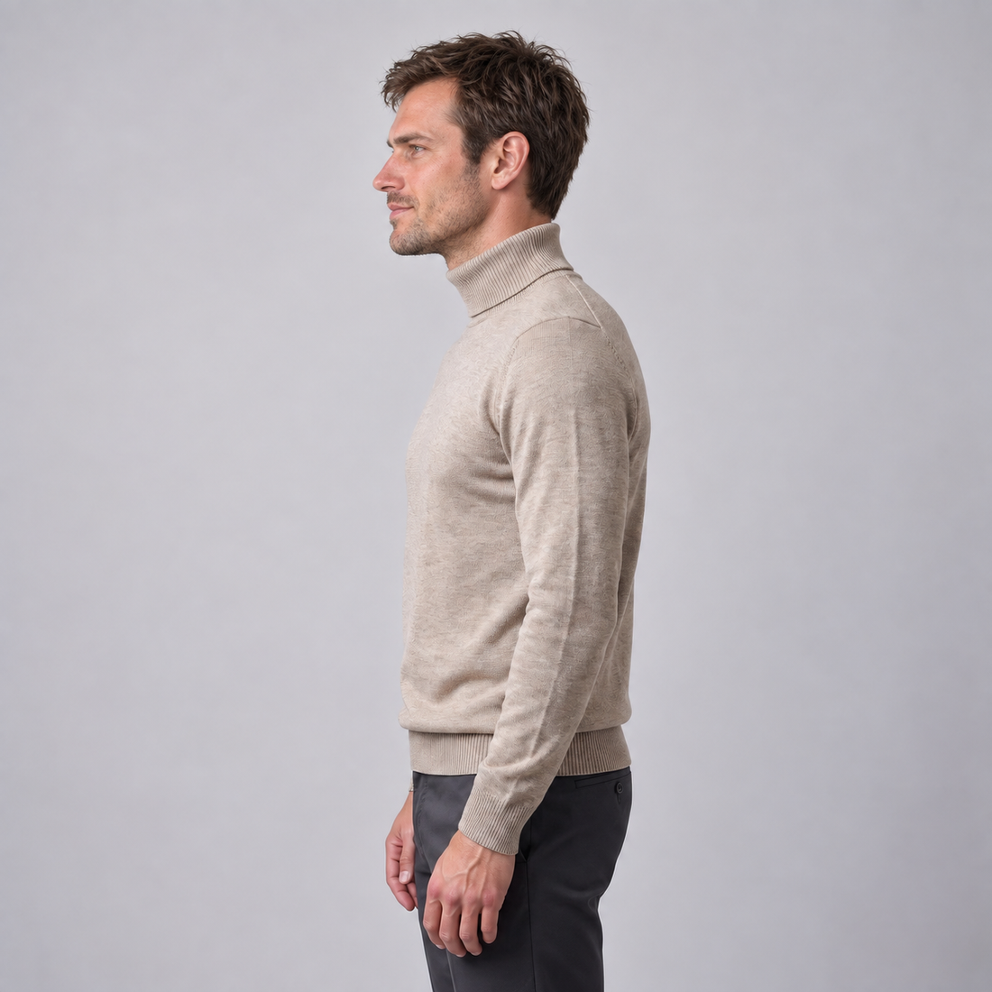 Golf męski slim fit z dzianiny wiskozowej