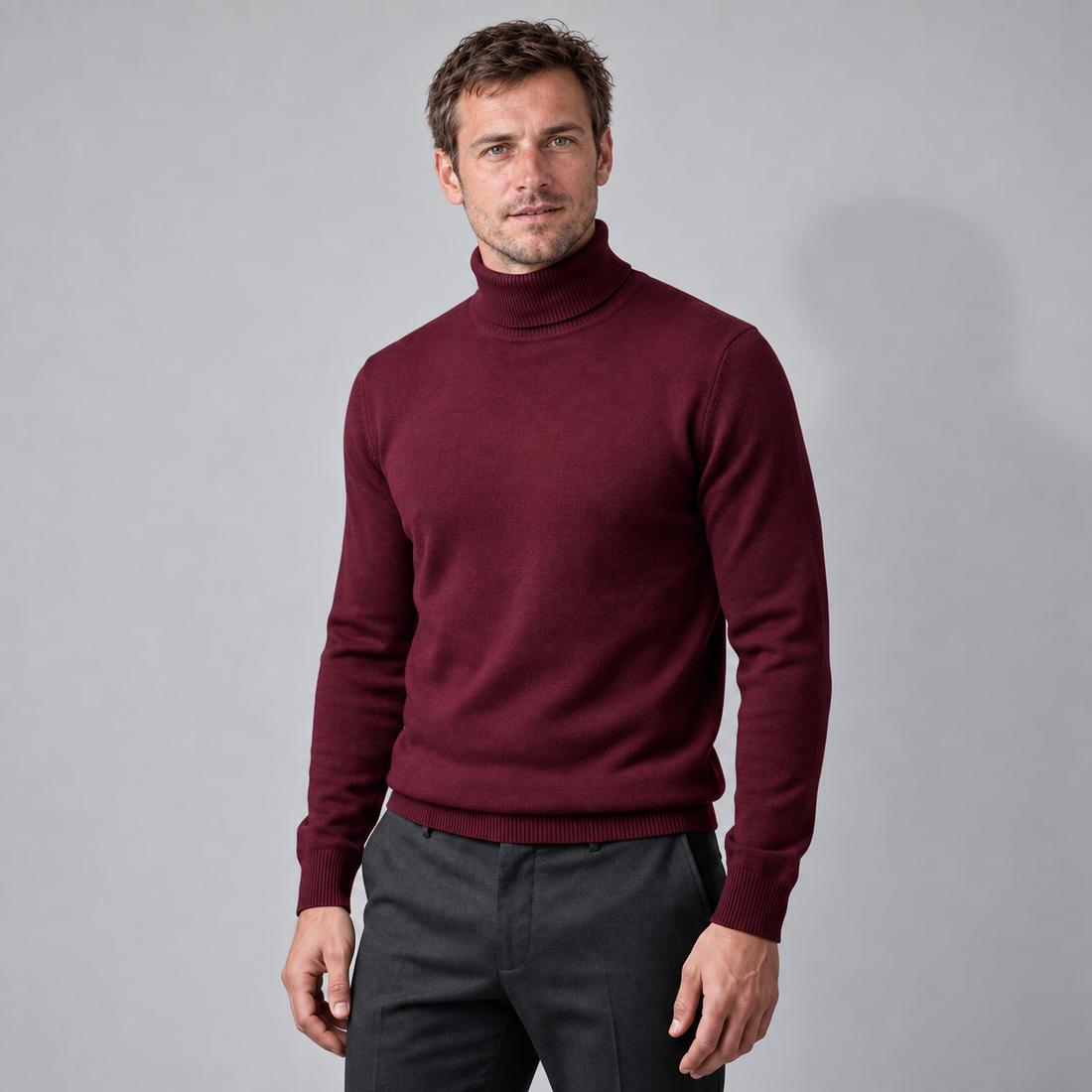 Golf męski slim fit z dzianiny wiskozowej