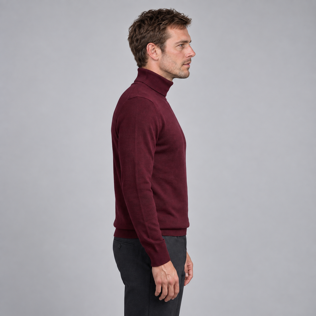 Golf męski slim fit z dzianiny wiskozowej
