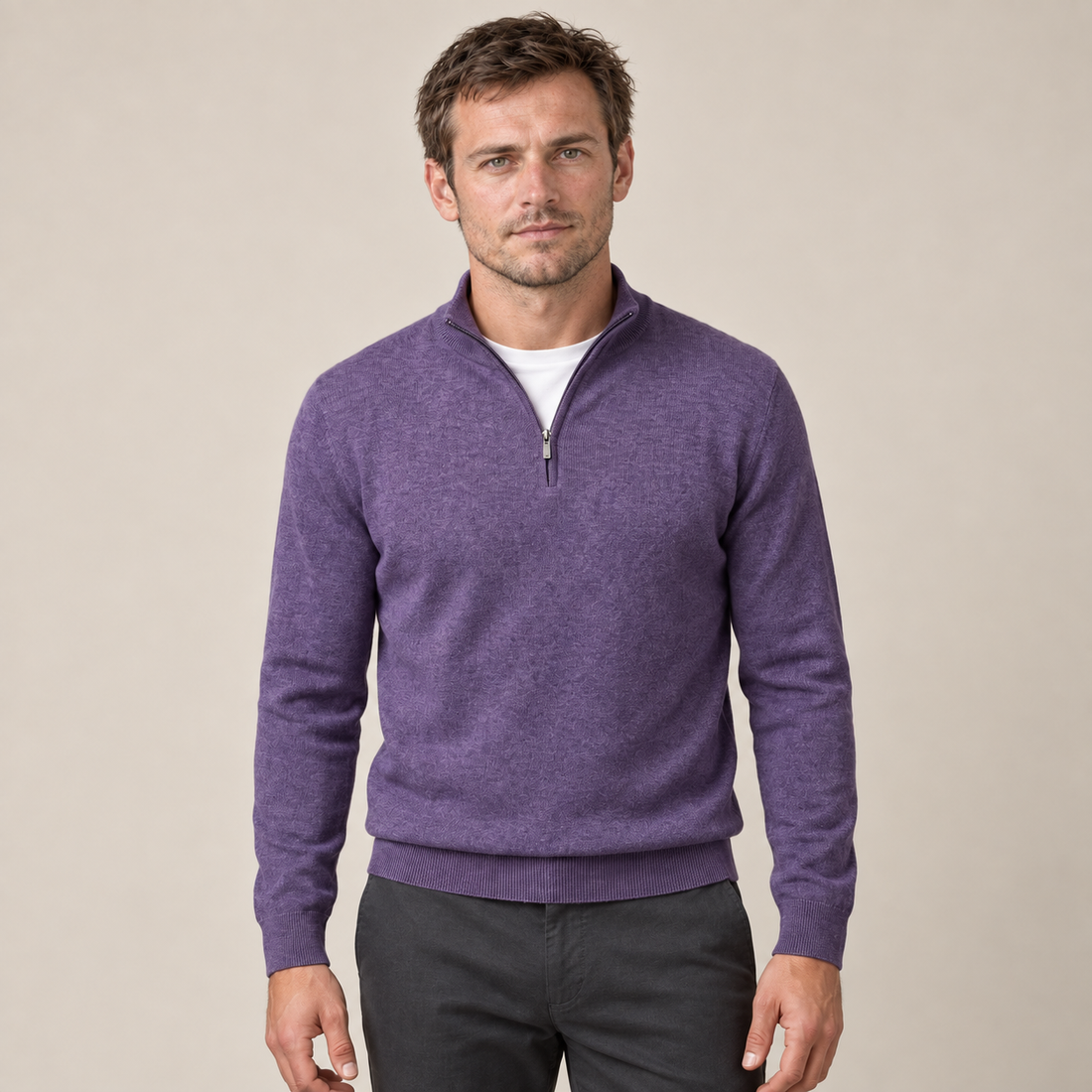 Wygodny sweter męski half zip