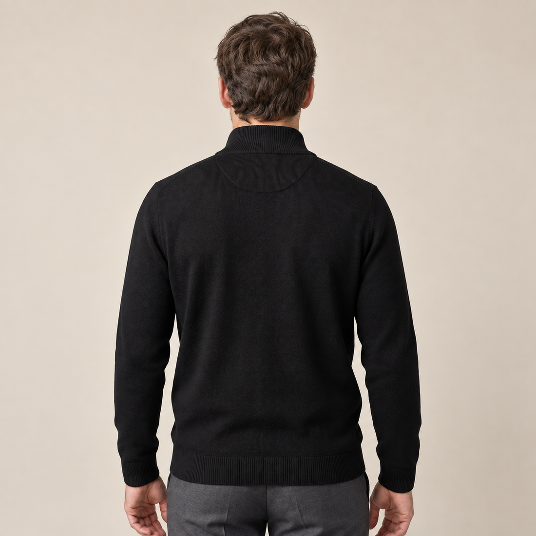 Sweter męski bawełniany z krótkim zamkiem