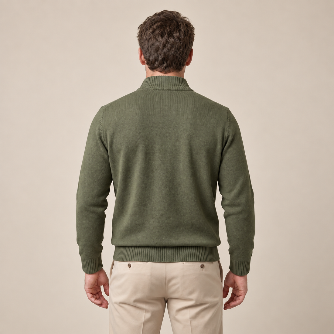 Sweter męski bawełniany z krótkim zamkiem