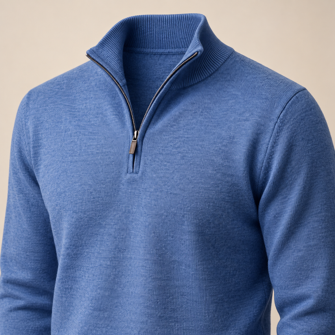 Sweter męski bawełniany z krótkim zamkiem