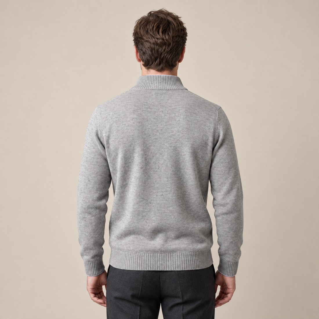 Sweter męski bawełniany z krótkim zamkiem