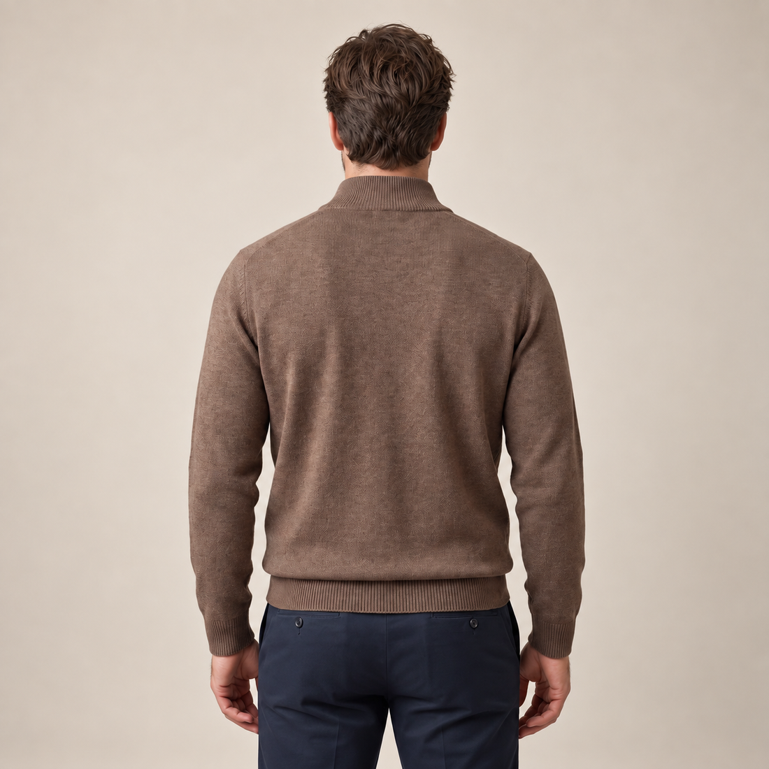 Sweter męski bawełniany z krótkim zamkiem