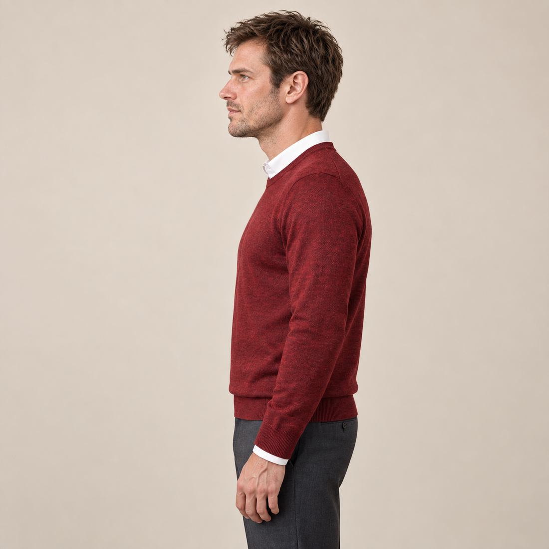 Sweter męski z cienkiej dzianiny z okrągłym dekoltem