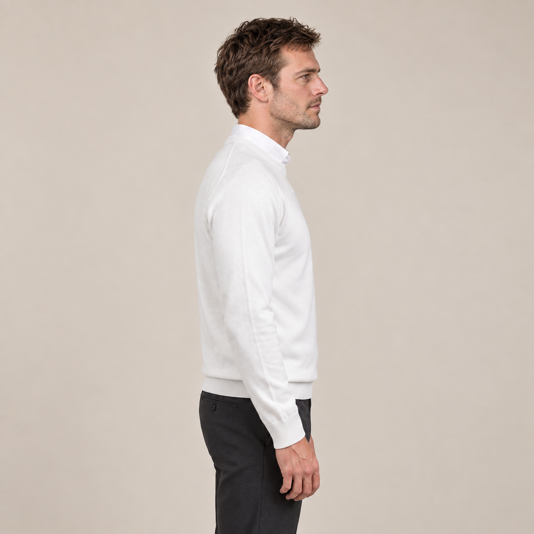 Sweter męski z cienkiej dzianiny z okrągłym dekoltem