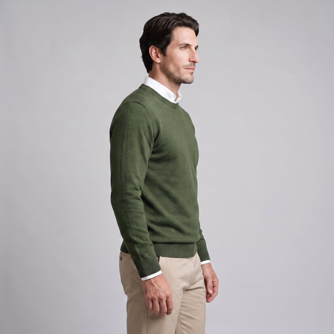 Sweter męski z cienkiej dzianiny z okrągłym dekoltem