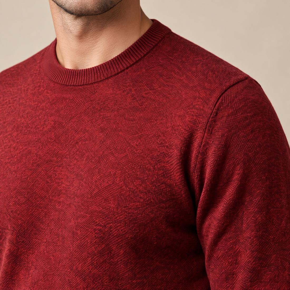 Sweter męski z cienkiej dzianiny z okrągłym dekoltem