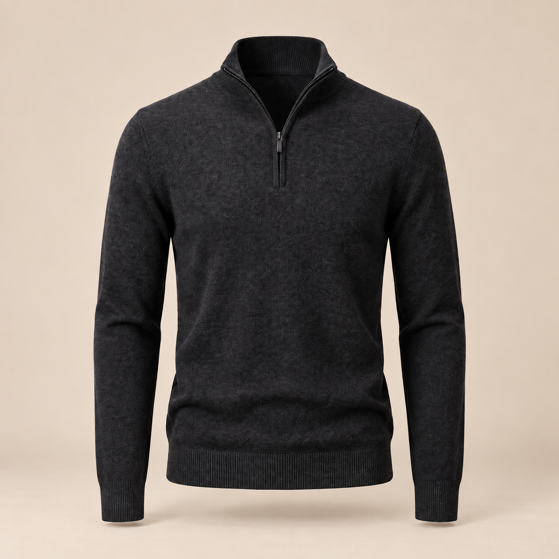 Sweter męski z dzianiny z krótkim zamkiem