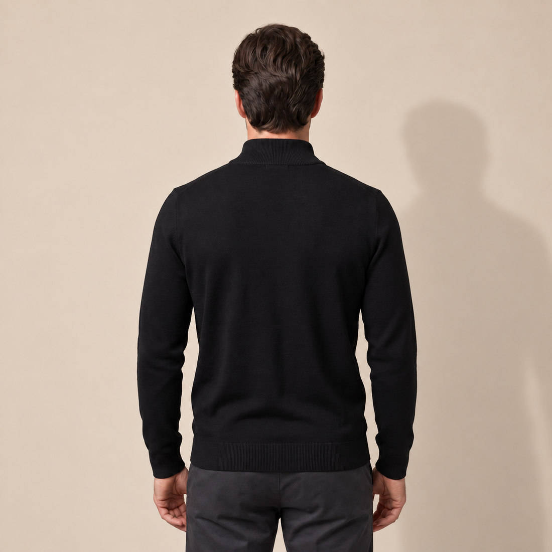Sweter męski z dzianiny z krótkim zamkiem