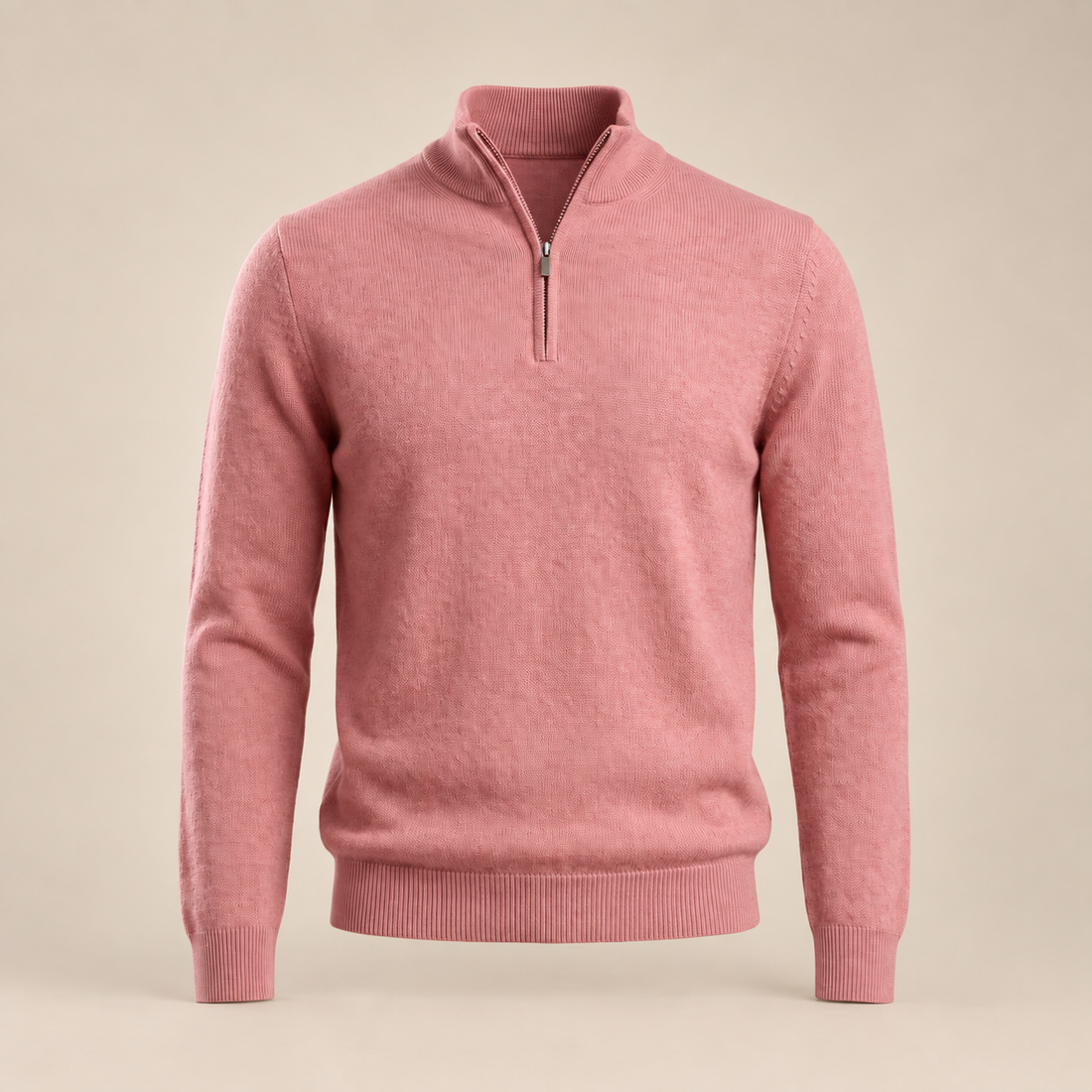 Sweter męski z dzianiny z krótkim zamkiem