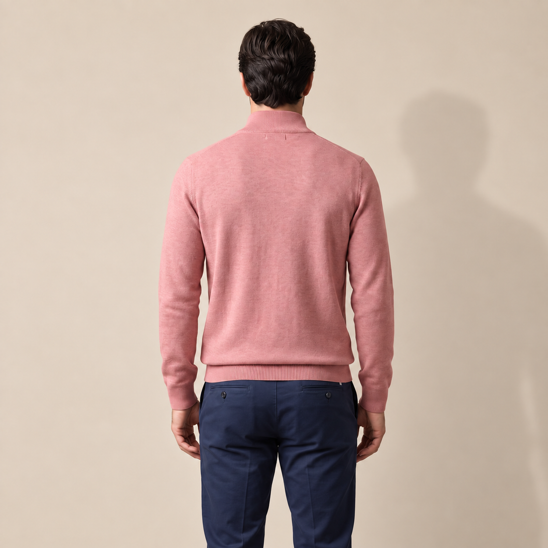 Sweter męski z dzianiny z krótkim zamkiem