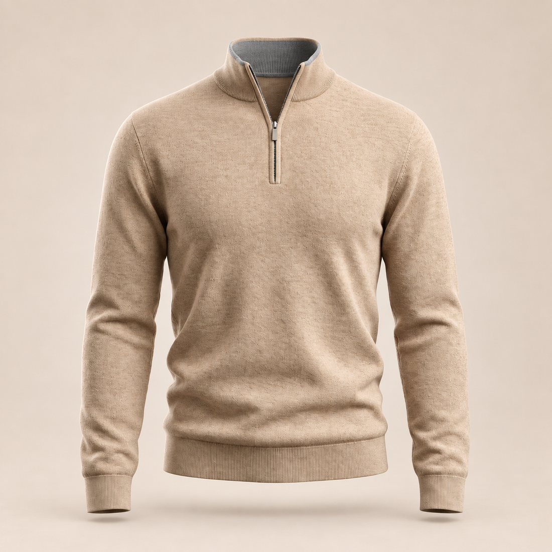 Sweter męski z dzianiny z krótkim zamkiem