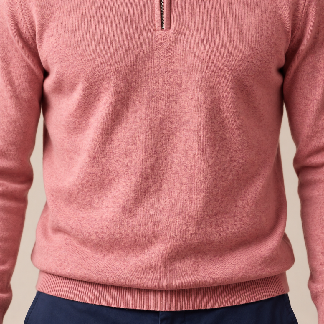 Sweter męski z dzianiny z krótkim zamkiem
