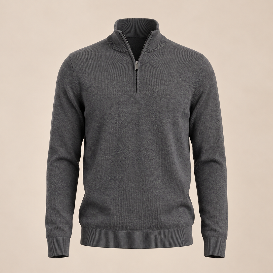 Sweter męski z dzianiny z krótkim zamkiem