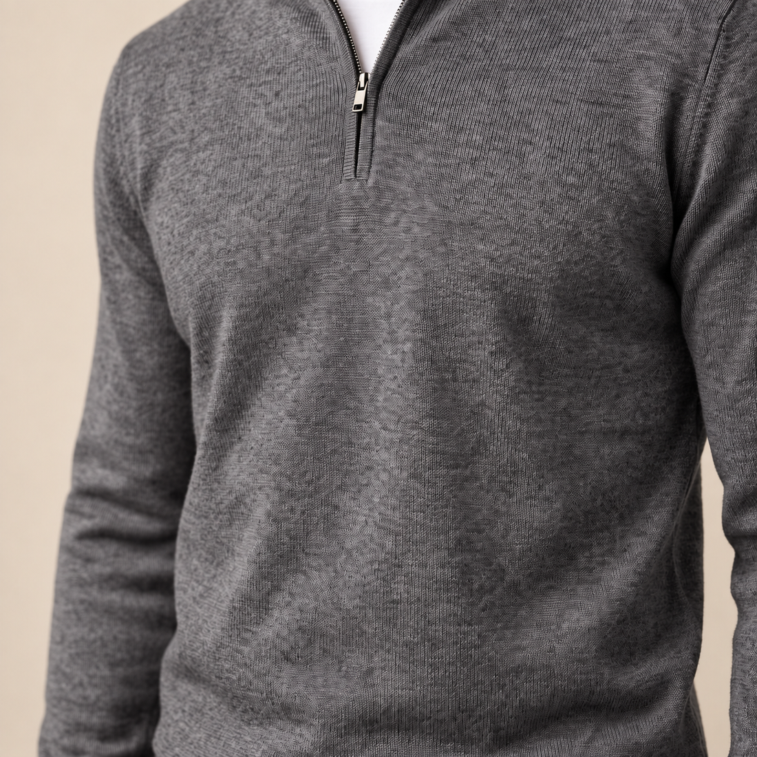 Sweter męski z dzianiny z krótkim zamkiem