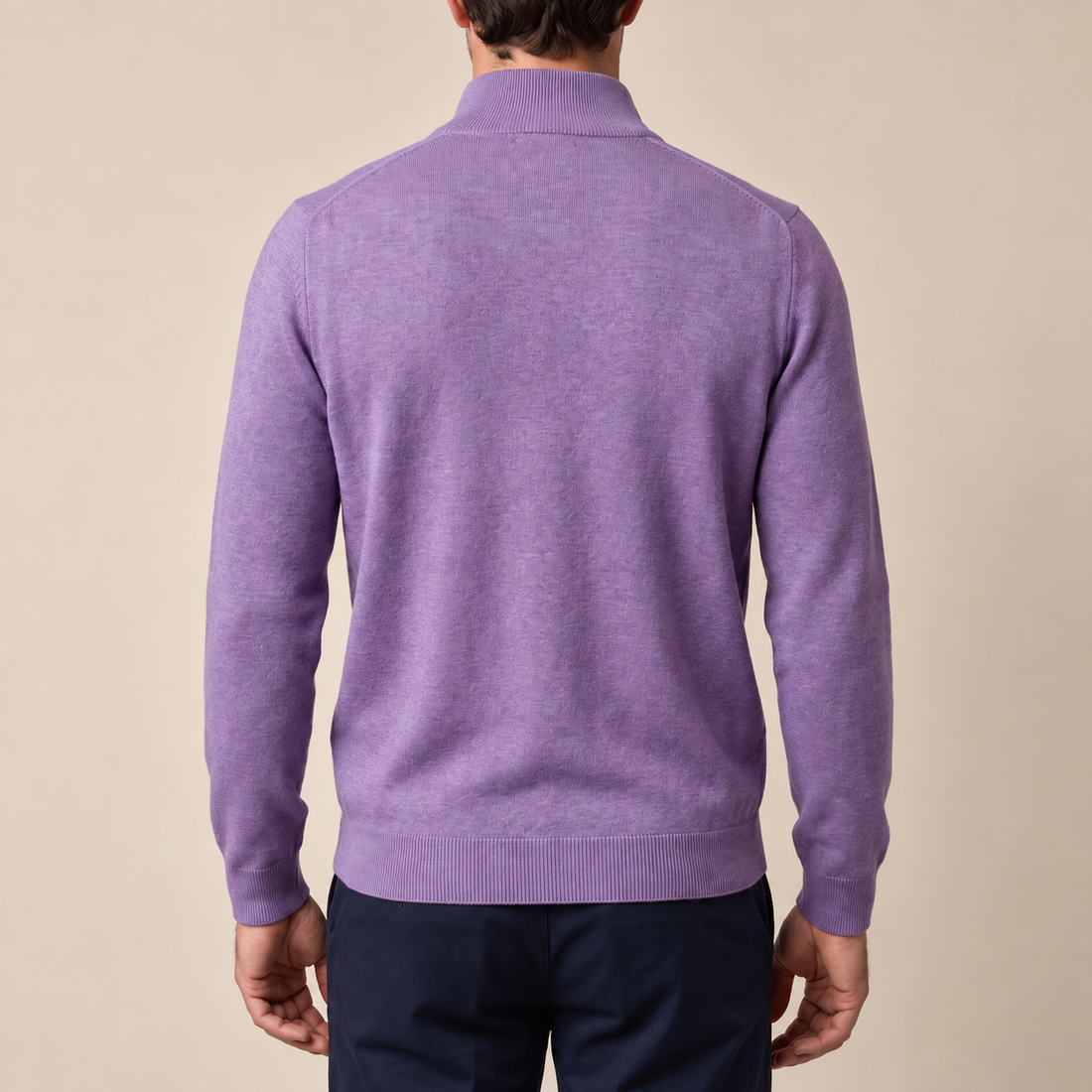 Sweter męski z dzianiny z krótkim zamkiem