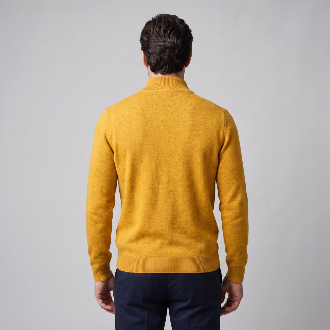 Sweter męski z dzianiny z krótkim zamkiem
