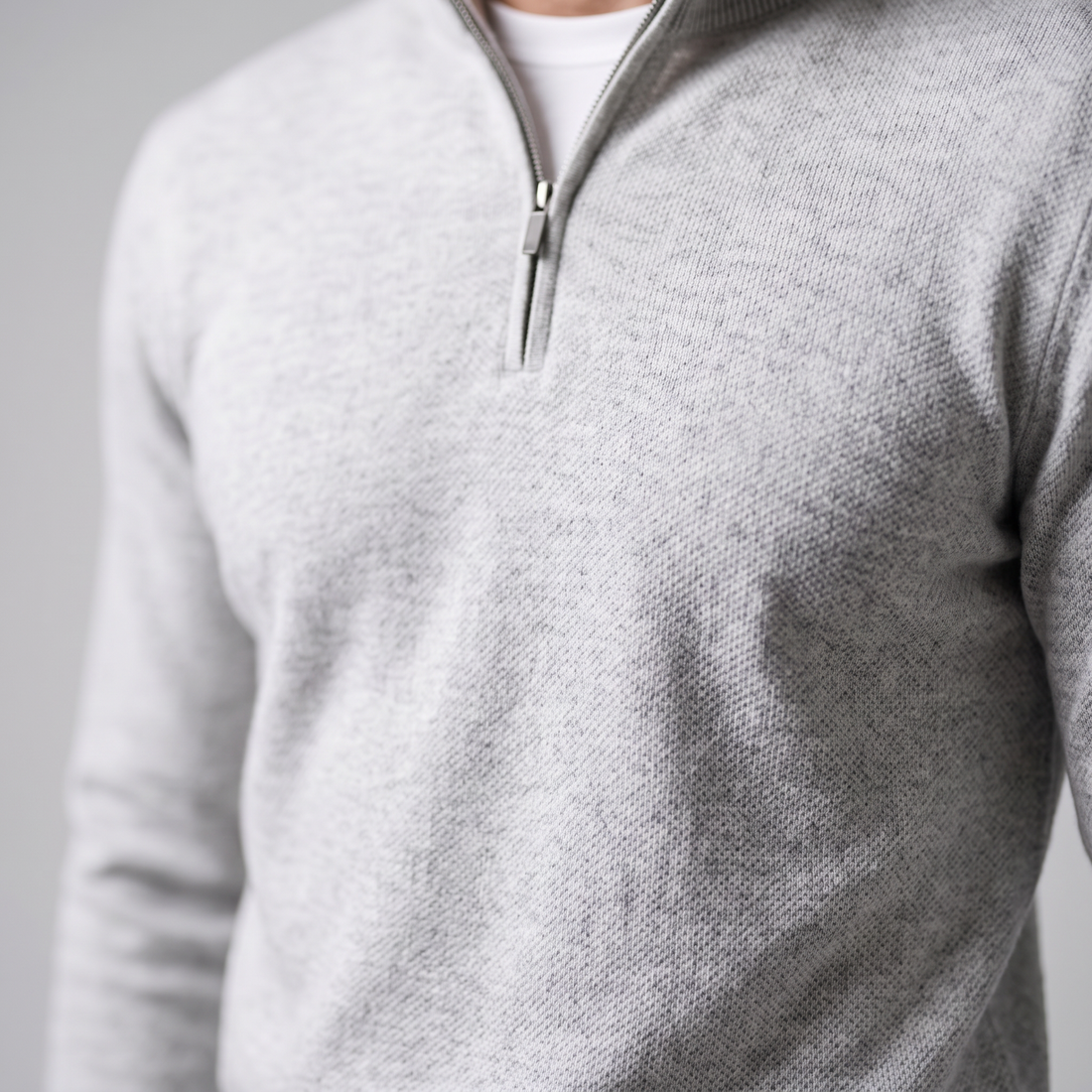 Sweter męski z dzianiny z krótkim zamkiem