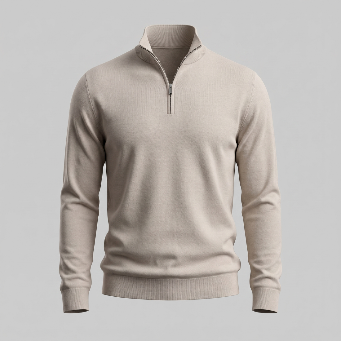 Sweter męski z dzianiny z krótkim zamkiem