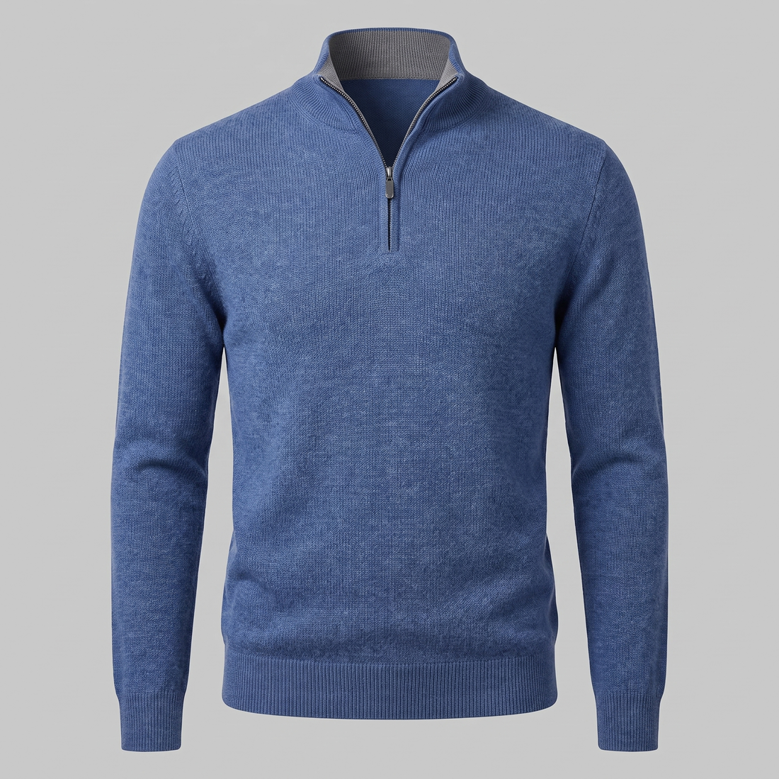 Sweter męski z dzianiny z krótkim zamkiem