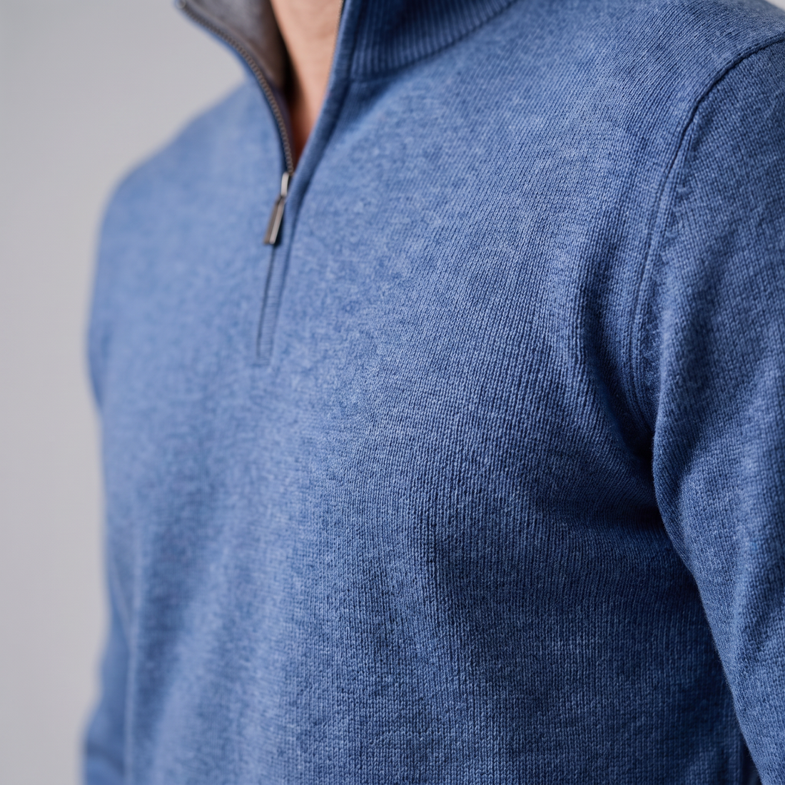 Sweter męski z dzianiny z krótkim zamkiem