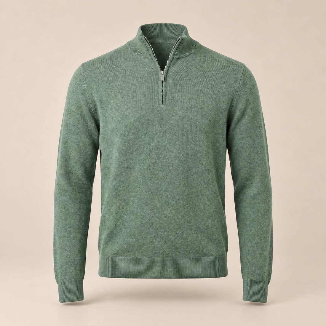 Sweter męski z dzianiny z krótkim zamkiem