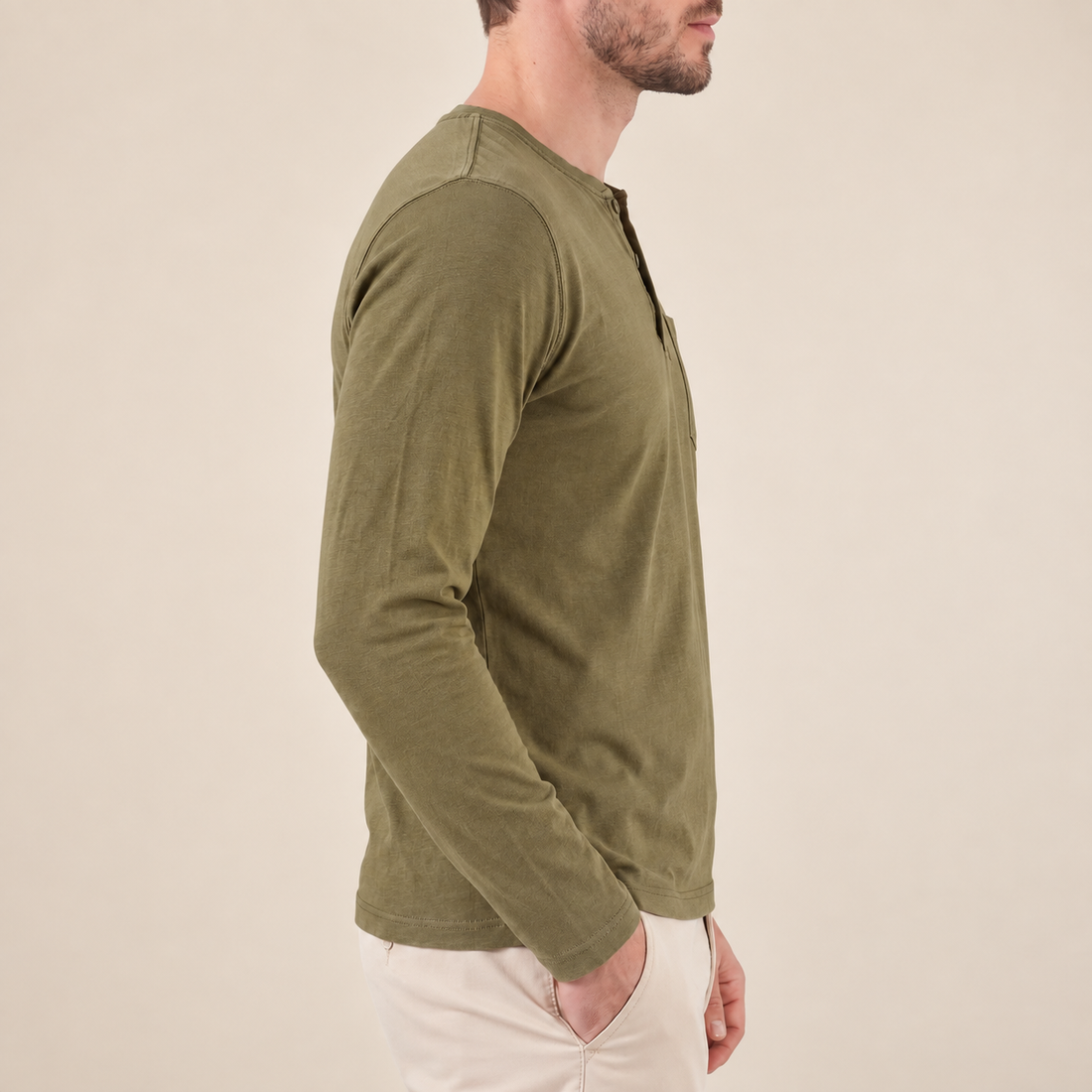 Koszulka henley męska z długim rękawem