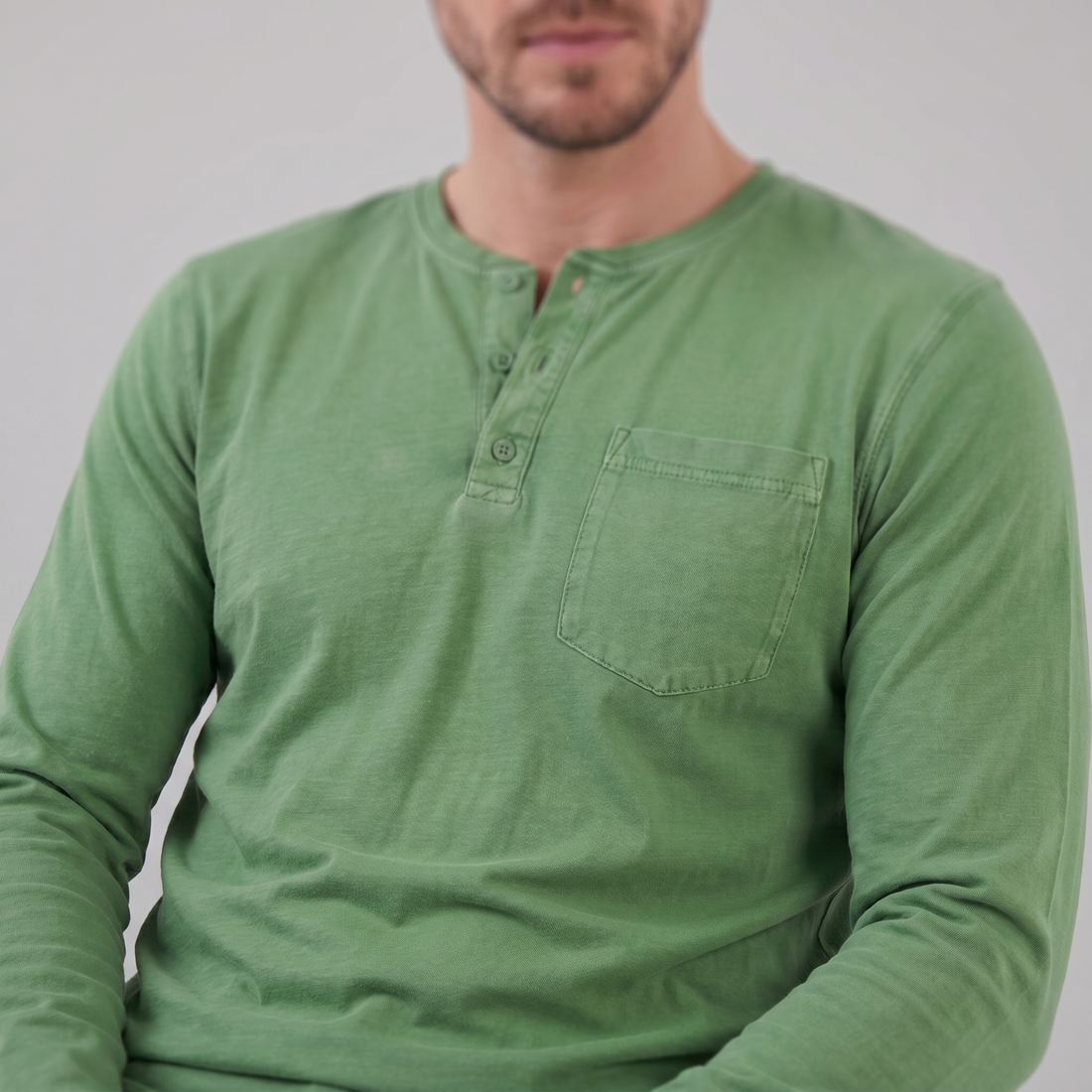 Koszulka henley męska z długim rękawem