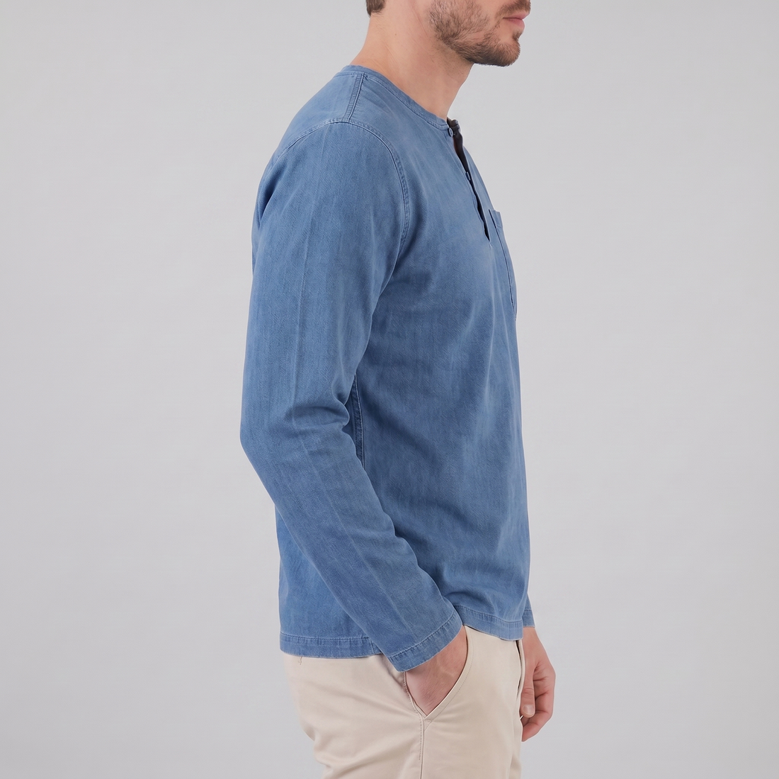 Koszulka henley męska z długim rękawem