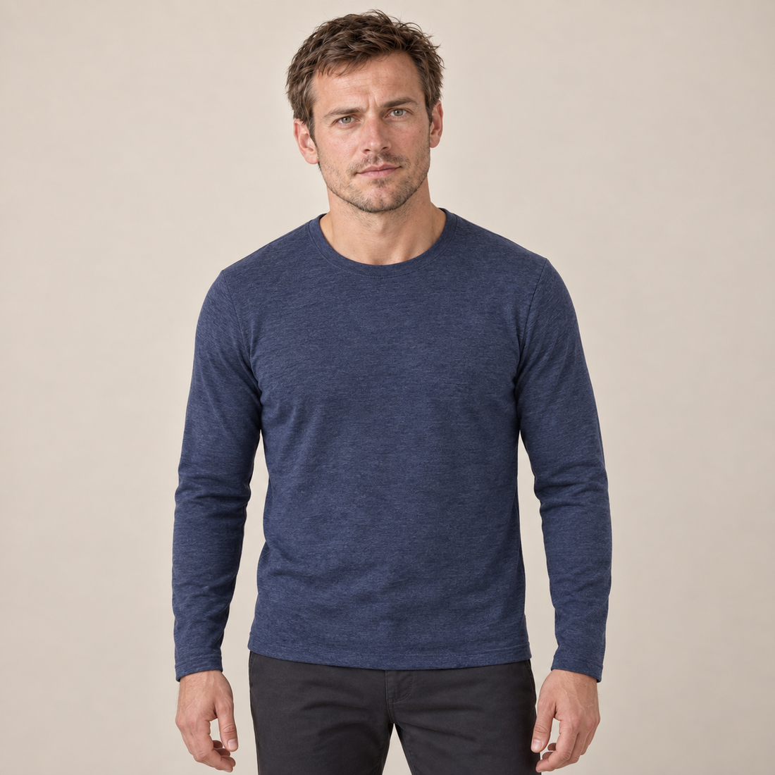 Sweter męski z okrągłym dekoltem i długim rękawem