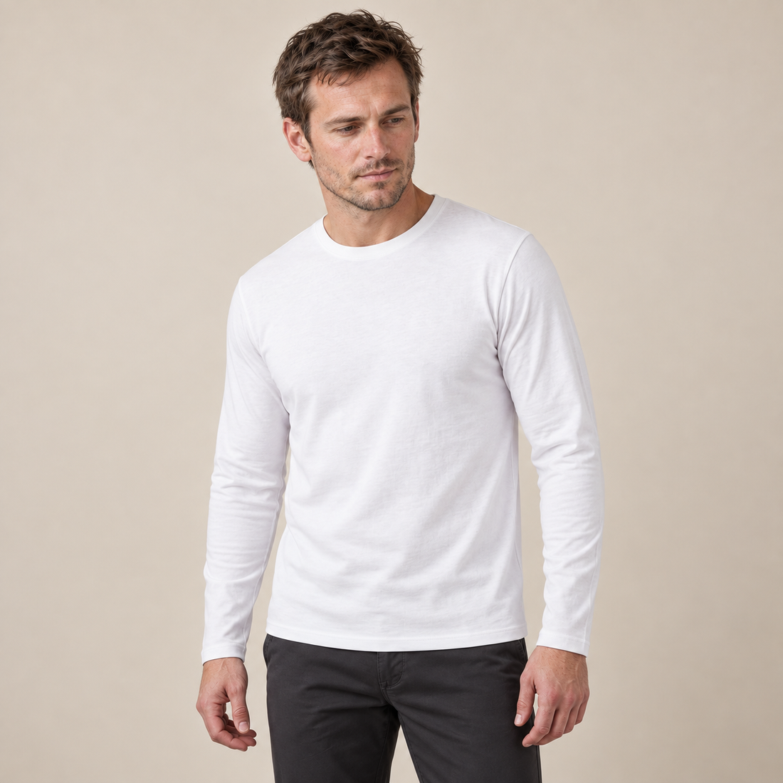 Sweter męski z okrągłym dekoltem i długim rękawem