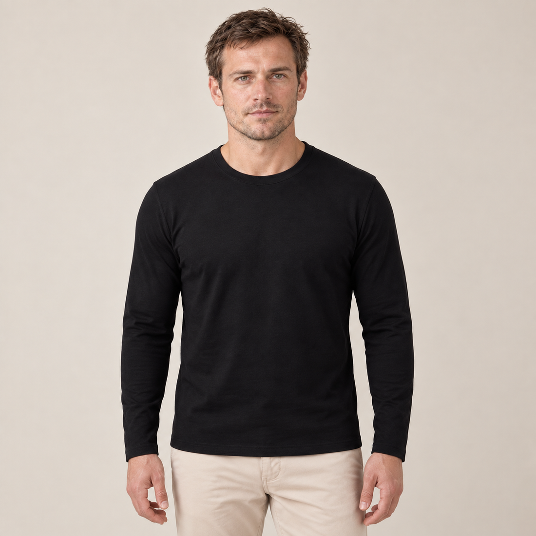 Sweter męski z okrągłym dekoltem i długim rękawem