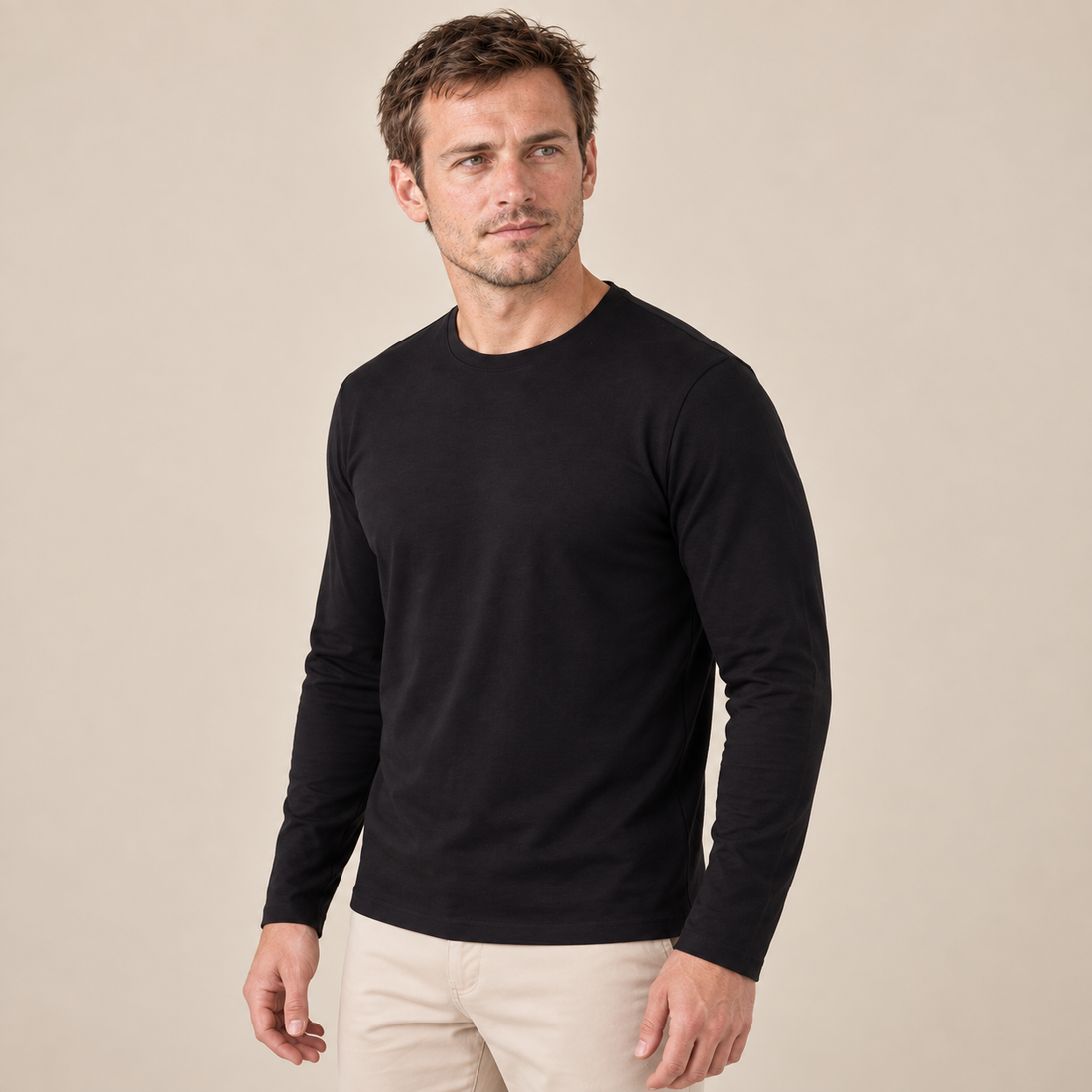Sweter męski z okrągłym dekoltem i długim rękawem