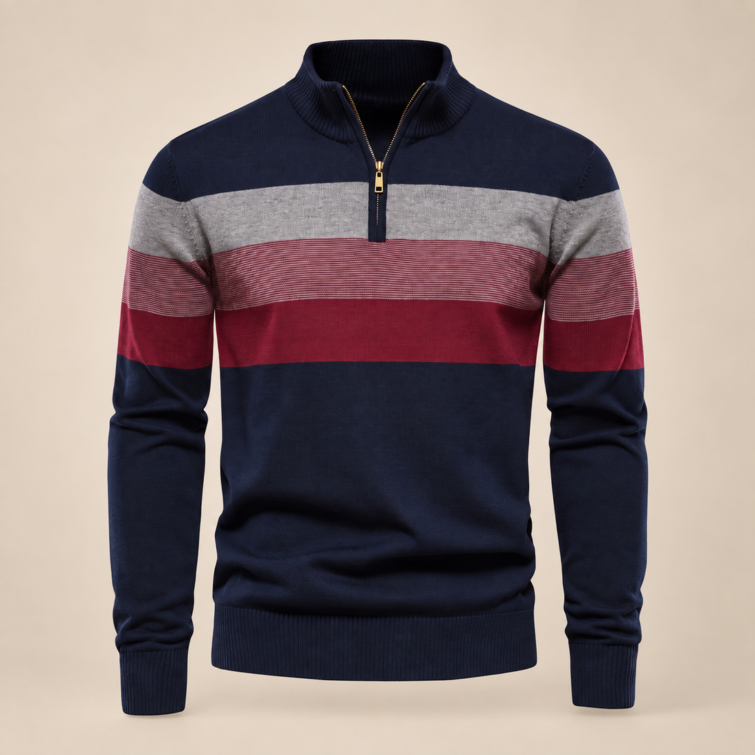 Sweter męski z krótkim zamkiem