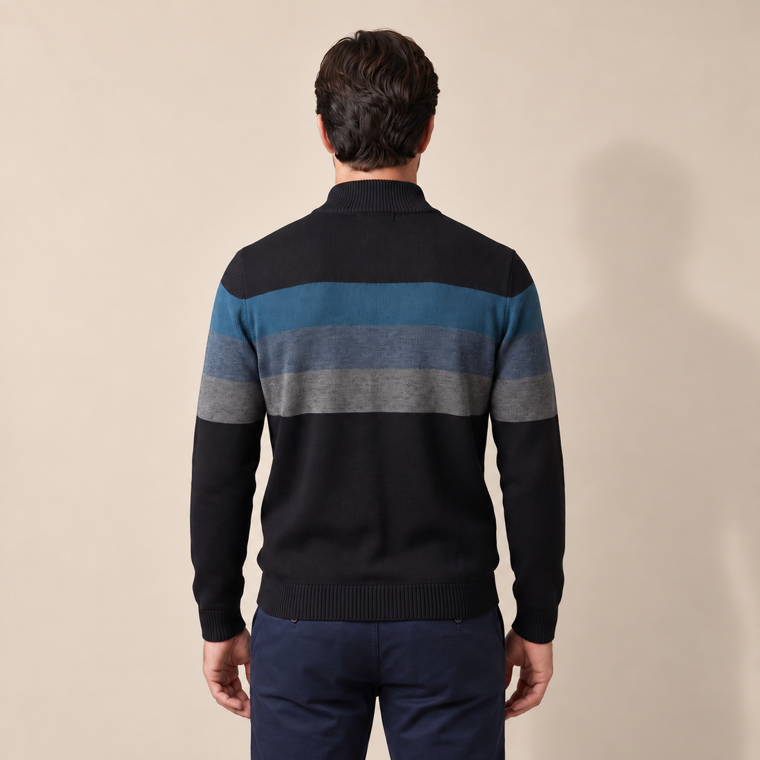 Sweter męski z krótkim zamkiem