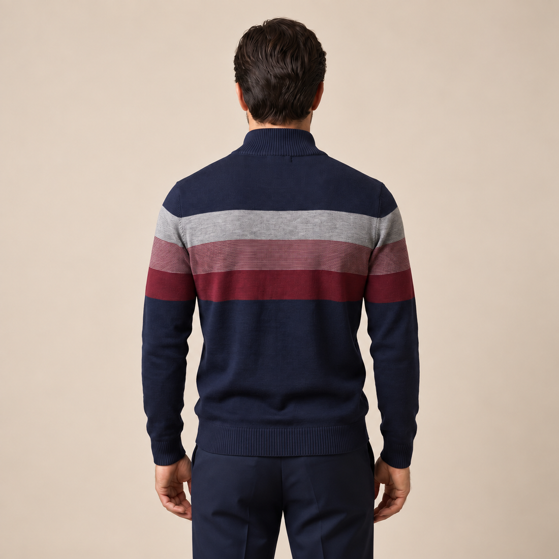 Sweter męski z krótkim zamkiem