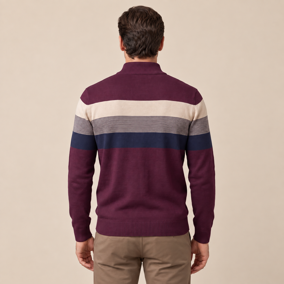 Sweter męski z krótkim zamkiem