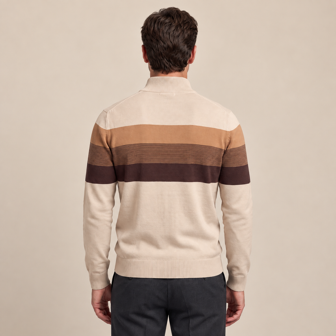 Sweter męski z krótkim zamkiem
