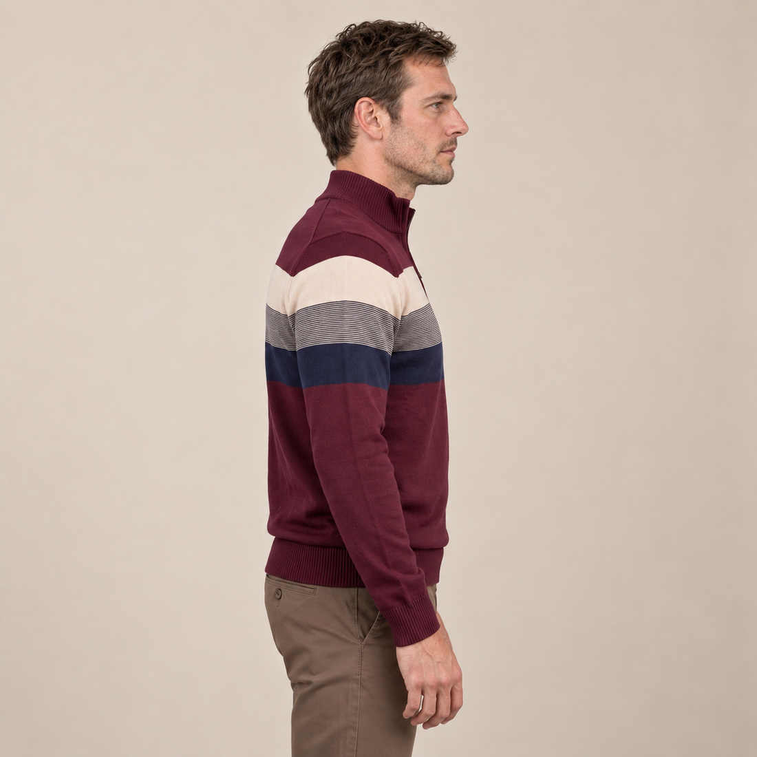 Sweter męski z krótkim zamkiem